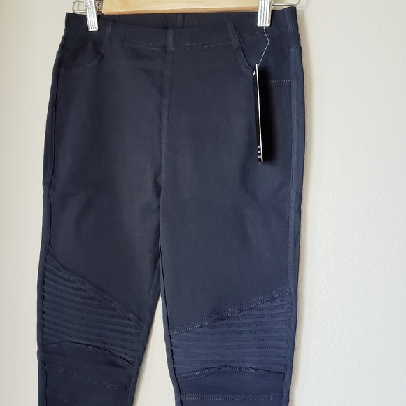 High Rise Navy Moto Leggings - Picture 4 of 9